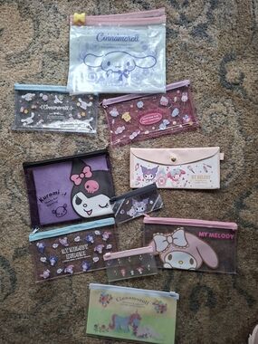 Sanrio Pink & Purple Character Pouch Bundle - My Melody, Cinnamoroll, Kuromi